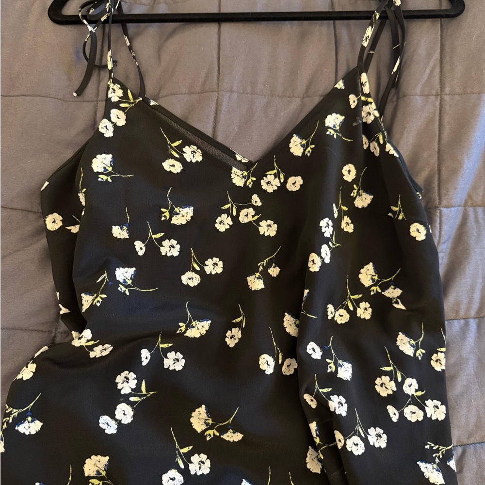 Sanctuary Black Top with White Floral Accents
